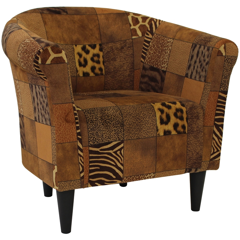 Fox Hill Trading Marlee Traditional Fabric Club Chair in Brown Finish