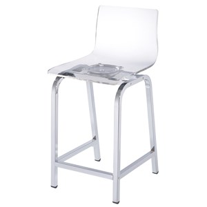 Fox Hill Trading Pure Decor 24&quot Metal Swivel Bar Stool in Chrome (Set of 2)