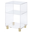 Fox Hill Trading Pure Decor Lucite and Acrylic End Table w/ 4 Gold Legs in Clear