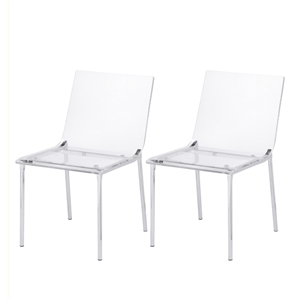Fox Hill Trading Pure Decor 17.5&quot Acrylic Metal Dining Chair - Chrome (Set of 2)