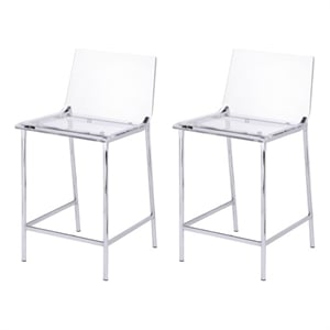 Fox Hill Trading Pure Decor 24&quot Metal Counter Stools in Chrome (Set of 2)