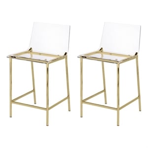 Fox Hill Trading Pure Decor 24&quot Antonio Lucite Counter Stools in Gold (Set of 2)