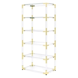Fox Hill Trading Pure Decor Lucite Acrylic Bookcase with 6 Shelf in Clear