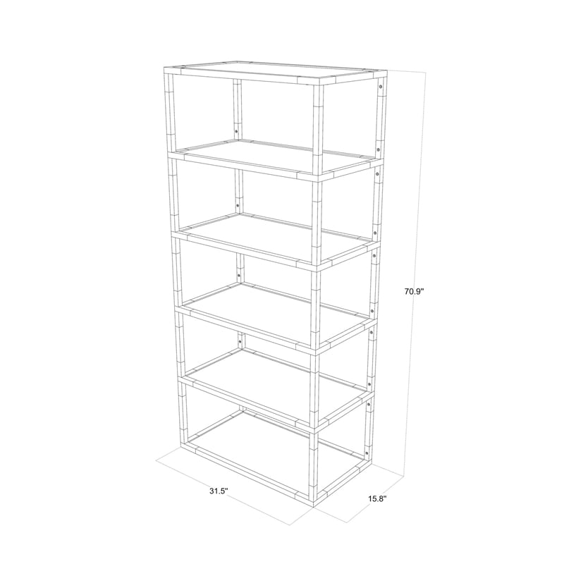 Fox Hill Trading Pure Decor Lucite Acrylic Bookcase with 6 Shelf in Clear/Chrome