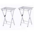 Fox Hill Trading Millenial Acrylic Metal Folding Tray Table in Chrome (Set of 2)
