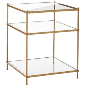 Fox Hill Trading Millenial Glass and Metal End Table in Gold