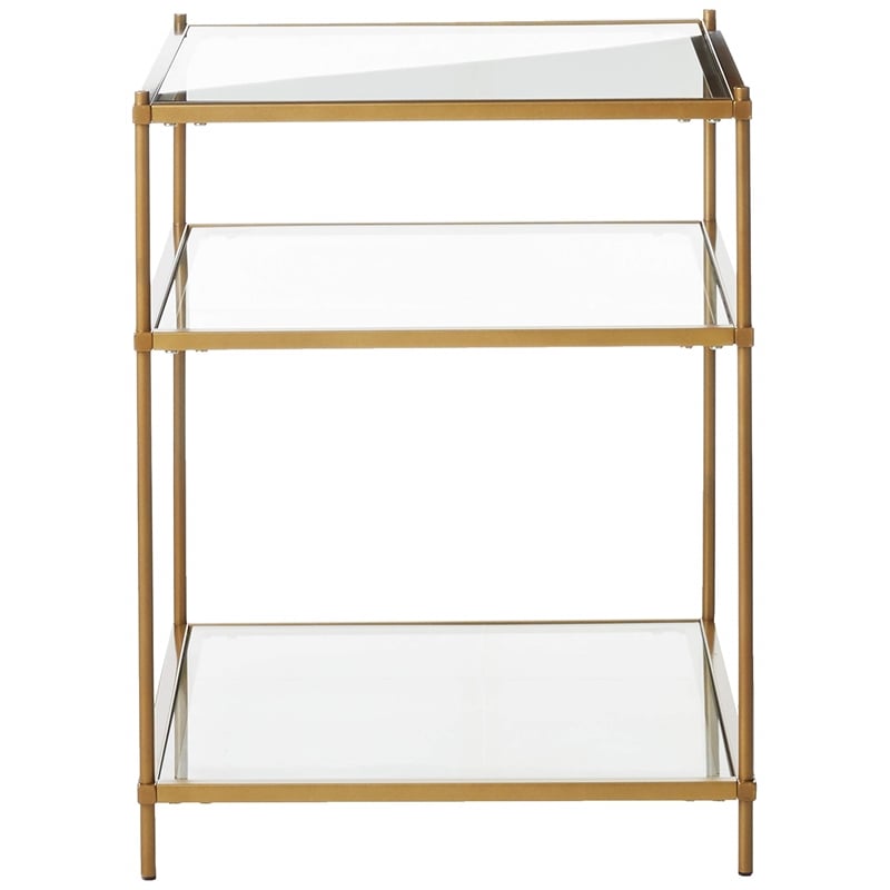 Fox Hill Trading Millenial Glass and Metal End Table in Gold