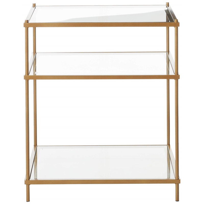Fox Hill Trading Millenial Glass and Metal End Table in Gold