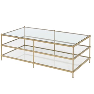 Fox Hill Trading Millenial 3-Layer Glass and Metal Coffee Table in Gold