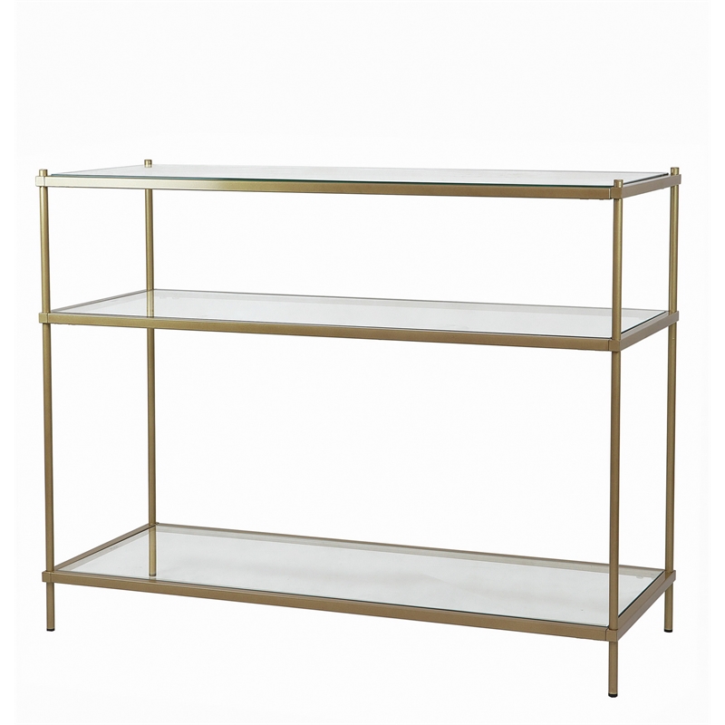 Fox Hill Trading Millenial 3-Tier Glass and Metal Console Table in Gold