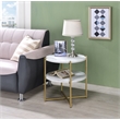 Fox Hill Trading Millenial Round Wood and Metal End Table in Gold