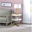 Fox Hill Trading Millenial Round Wood and Metal End Table in Gold