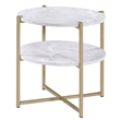 Fox Hill Trading Millenial Round Wood and Metal End Table in Gold