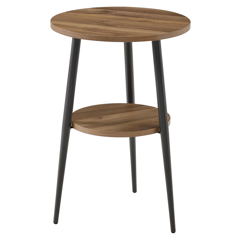Fox Hill Trading Millenial Lumi 2-Tier Round Wood End Table in Light Wood/Black