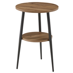 Fox Hill Trading Millenial Lumi 2-Tier Round Wood End Table in Light Wood/Black