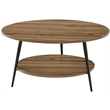 Fox Hill Trading Millenial Lumi 2-Tier Round Coffee Table in Light Wood/Black