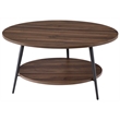 Fox Hill Trading Millenial Lumi 2-Tier Round Coffee Table in Dark Wood/Black