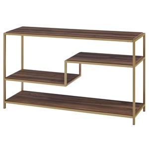 Fox Hill Trading Millenial Zig 4-Tier Wood and Metal Console Table in Brown