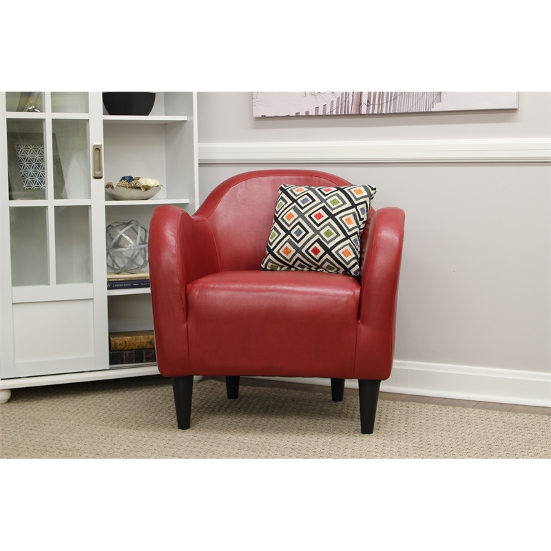 Fox Hill Trading Big Max Charleston Faux Leather Club Chair in Red