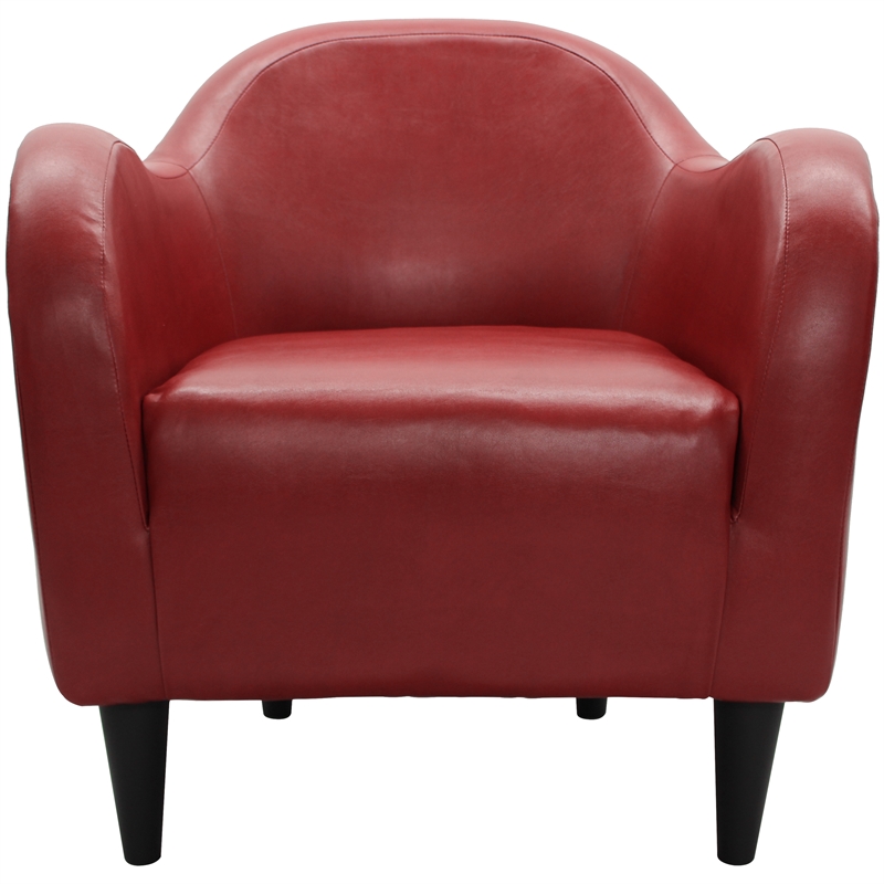 Fox Hill Trading Big Max Charleston Faux Leather Club Chair in Red