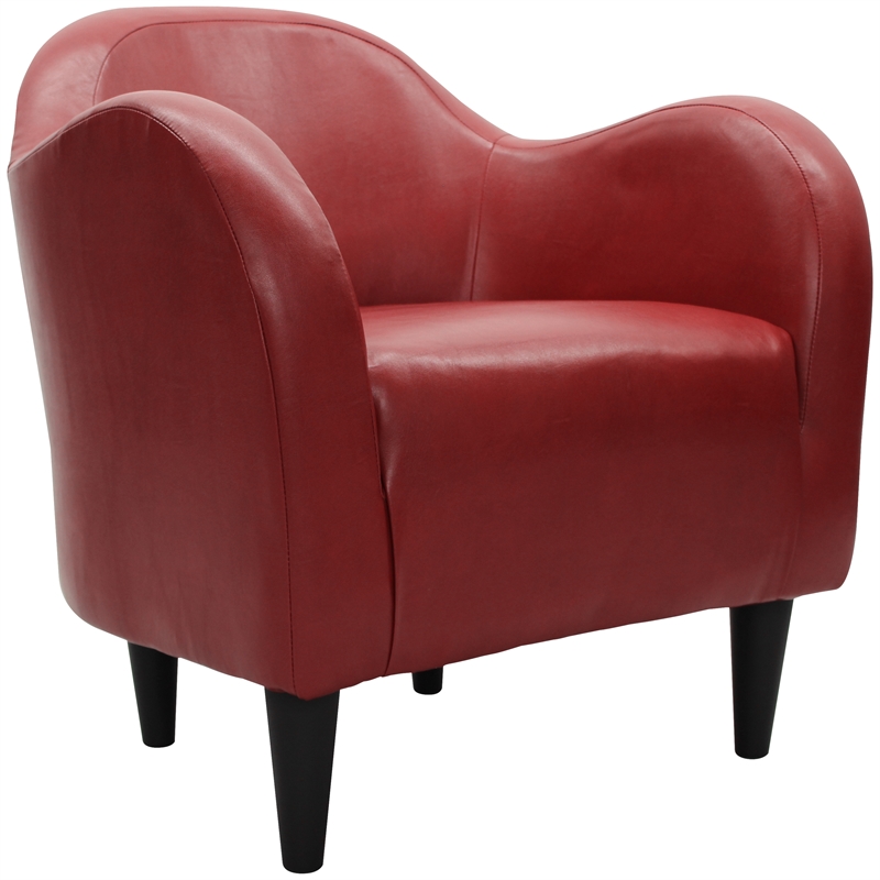 Fox Hill Trading Big Max Charleston Faux Leather Club Chair in Red
