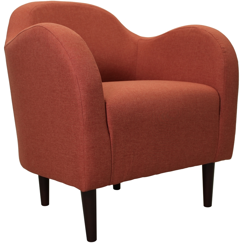 Fox Hill Trading Big Max Julian Mid-Century Fabric and EPS Arm Chair in Orange