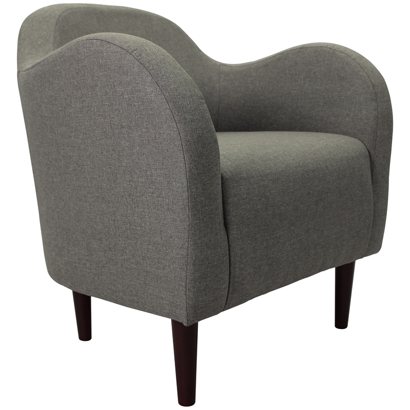 Fox Hill Trading Big Max Julian Mid-Century Fabric EPS Arm Chair in Dark Gray