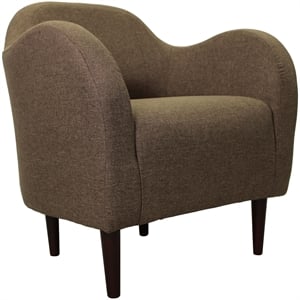 Fox Hill Trading Big Max Julian Mid-Century Fabric EPS Arm Chair in Pecan Brown