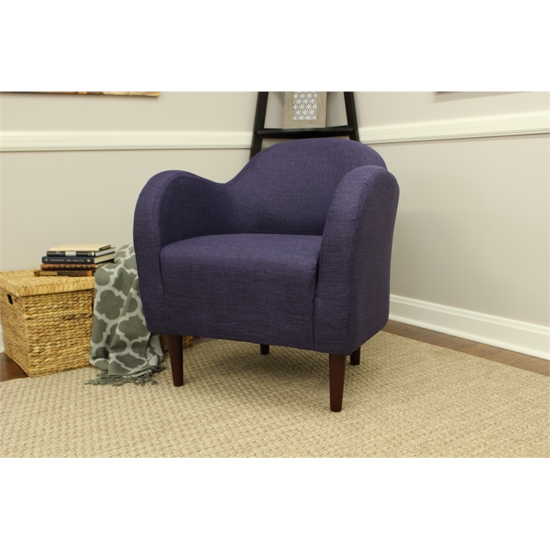 Fox Hill Trading Big Max Julian Mid-Century Fabric and EPS Arm Chair in Purple