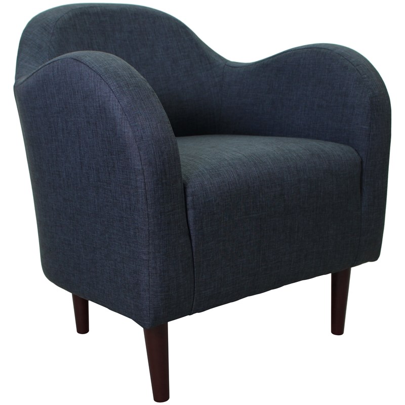 Fox Hill Trading Big Max Julian Mid-Century Fabric EPS Arm Chair in Navy Blue