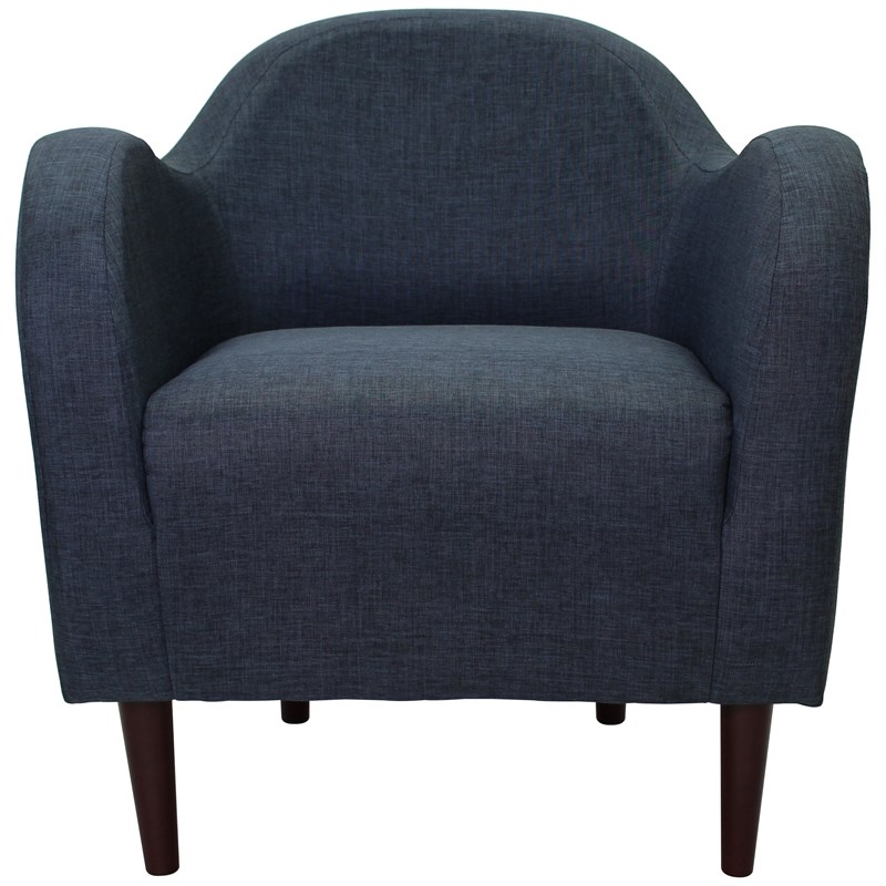 Fox Hill Trading Big Max Julian Mid-Century Fabric EPS Arm Chair in Navy Blue
