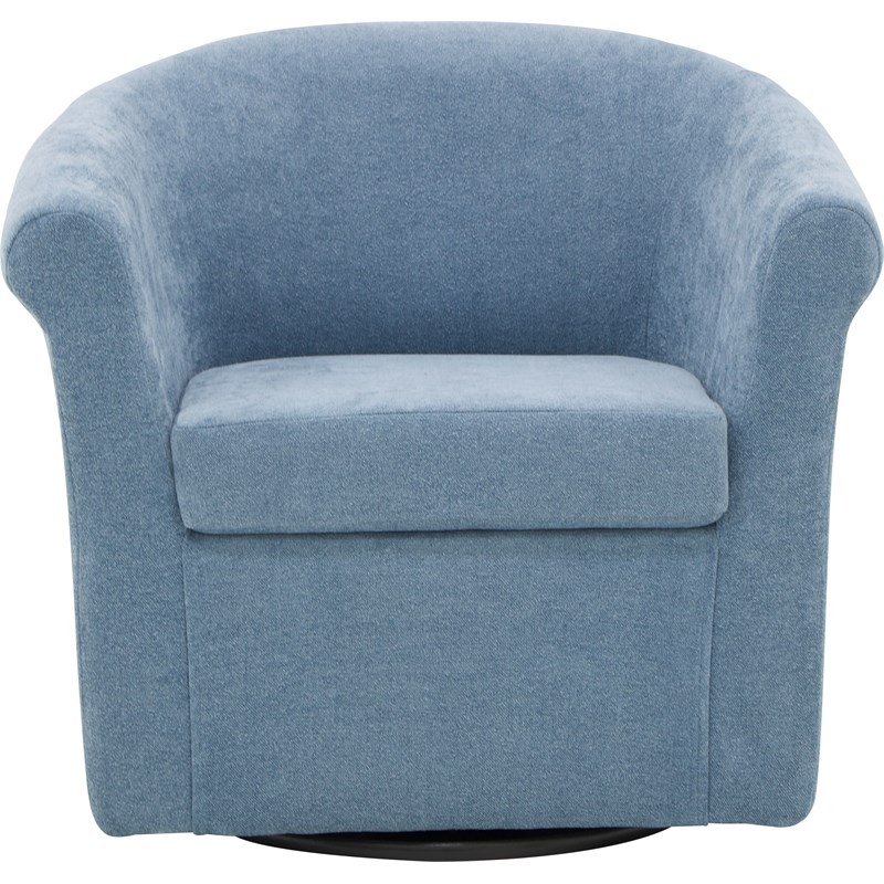 Fox Hill Trading Marlee Traditional Polyester Fabric Club Chair in Light Blue