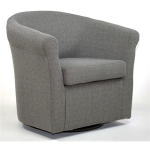 Fox Hill Trading Marlee 19&quotH Polyester Fabric Swivel Club Chair in Gray