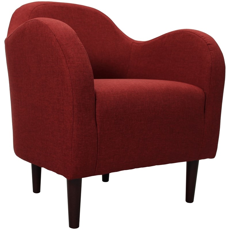 Fox Hill Trading Big Max Julian Mid-Century Fabric and EPS Arm Chair in Red