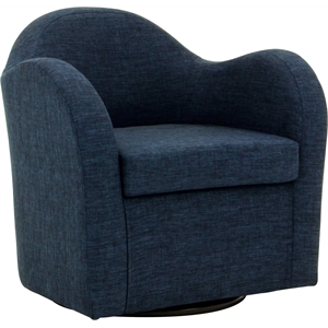 Fox Hill Trading Big Max 19&quotH Jitterbug Fabric Swivel Barrel Chair in Navy Blue