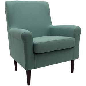 Fox Hill Trading Ellis 17.5&quotH Fabric Rolled Arm Lounge Chair in Blue