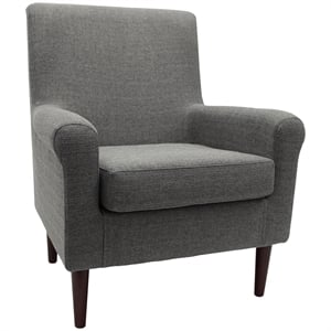Fox Hill Trading Ellis 17.5&quotH Fabric Rolled Arm Lounge Chair in Gray