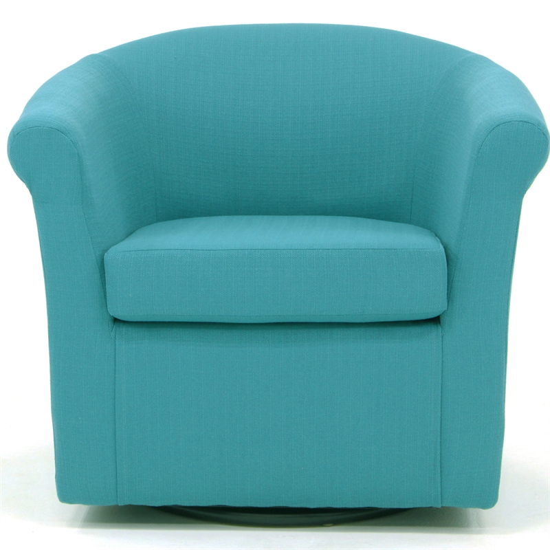 Fox Hill Trading Marlee Polyester Fabric Swivel Club Chair in Carribean Blue