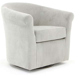 Fox Hill Trading Marlee 19&quotH Polyester Fabric Swivel Club Chair in White
