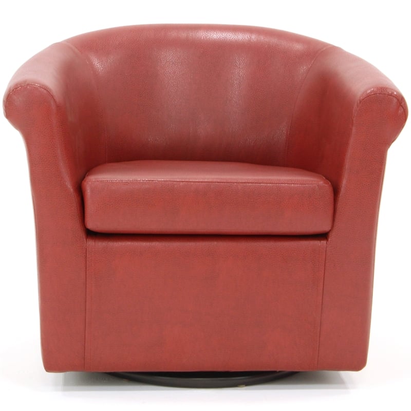 Fox Hill Trading Marlee Traditional Faux Leather Swivel Club Chair in Red