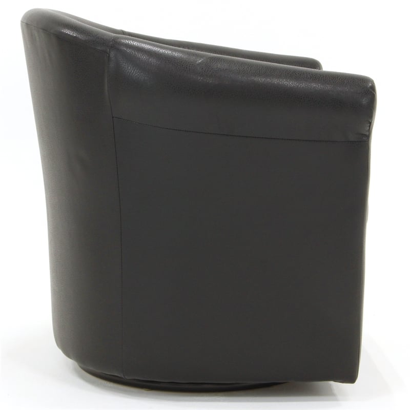 Fox Hill Trading Marlee Traditional Faux Leather Swivel Club Chair in Black