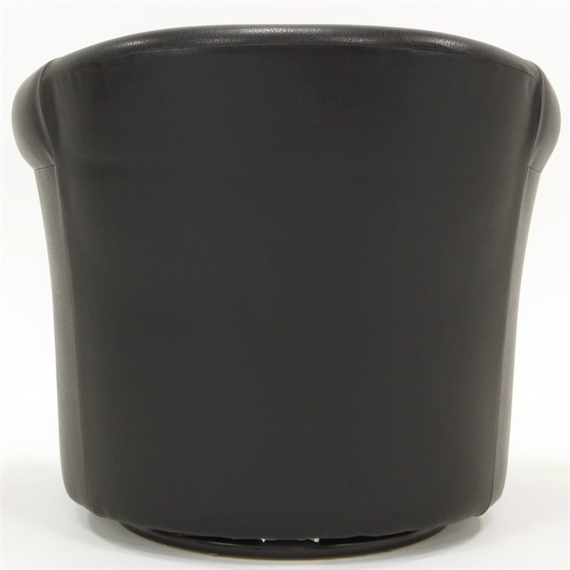 Fox Hill Trading Marlee Traditional Faux Leather Swivel Club Chair in Black