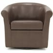 Fox Hill Trading Marlee Traditional Faux Leather Swivel Club Chair in Brown