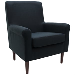 Fox Hill Trading Ellis 17.5&quotH Fabric Rolled Arm Lounge Chair in Navy Blue