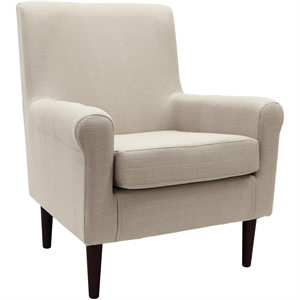 Fox Hill Trading Ellis 17.5&quotH Fabric Rolled Arm Lounge Chair in Beige
