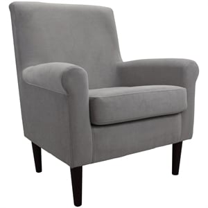 Fox Hill Trading Ellis 17.5&quotH Fabric Rolled Arm Lounge Chair in Gray
