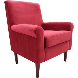 Fox Hill Trading Ellis 17.5&quotH Fabric Rolled Arm Lounge Chair in Red
