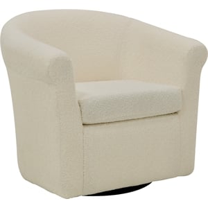 Fox Hill Trading Marlee Traditional Fabric Swivel Club Chair in Ivory
