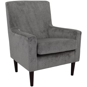 Fox Hill Trading Emma 18&quotH Traditional Fabric Lounge Chair Platinum in Gray