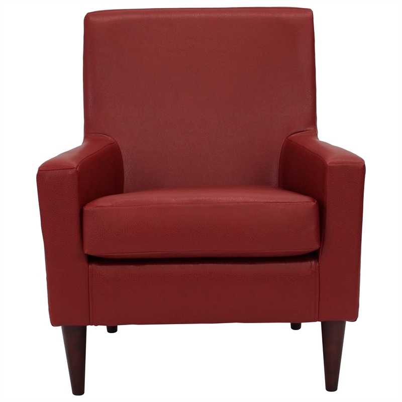 Fox Hill Trading Emma Traditional Faux Leather Arm Chair in Red